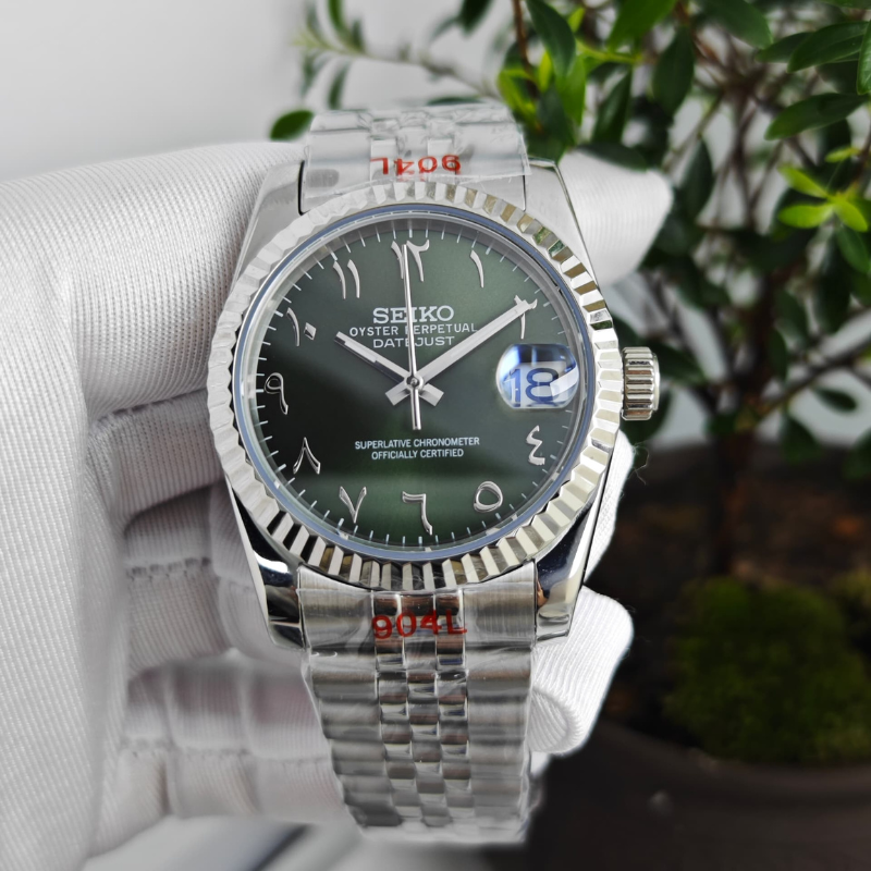 Seikojust “Olive Green Arabic” – 36mm / 39mm Automatic Watch