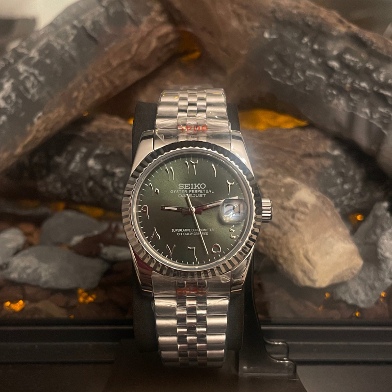 Seikojust “Olive Green Arabic” – 36mm / 39mm Automatic Watch