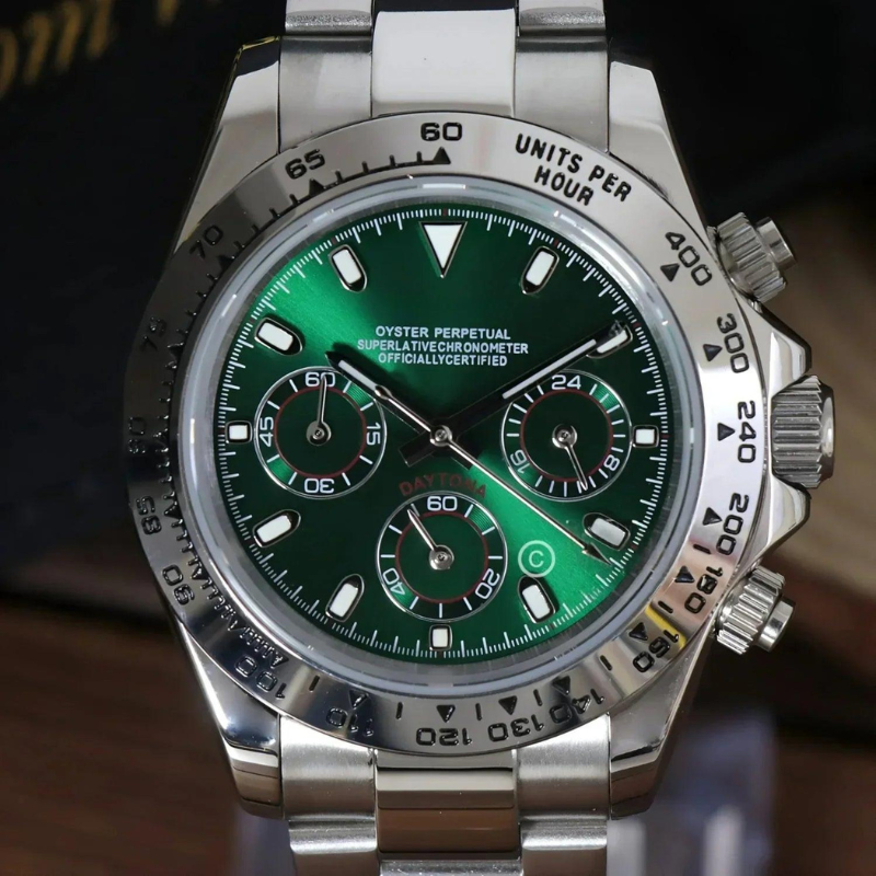 Seitona “Silver & Green” – 40mm Hybrid Chronograph Watch