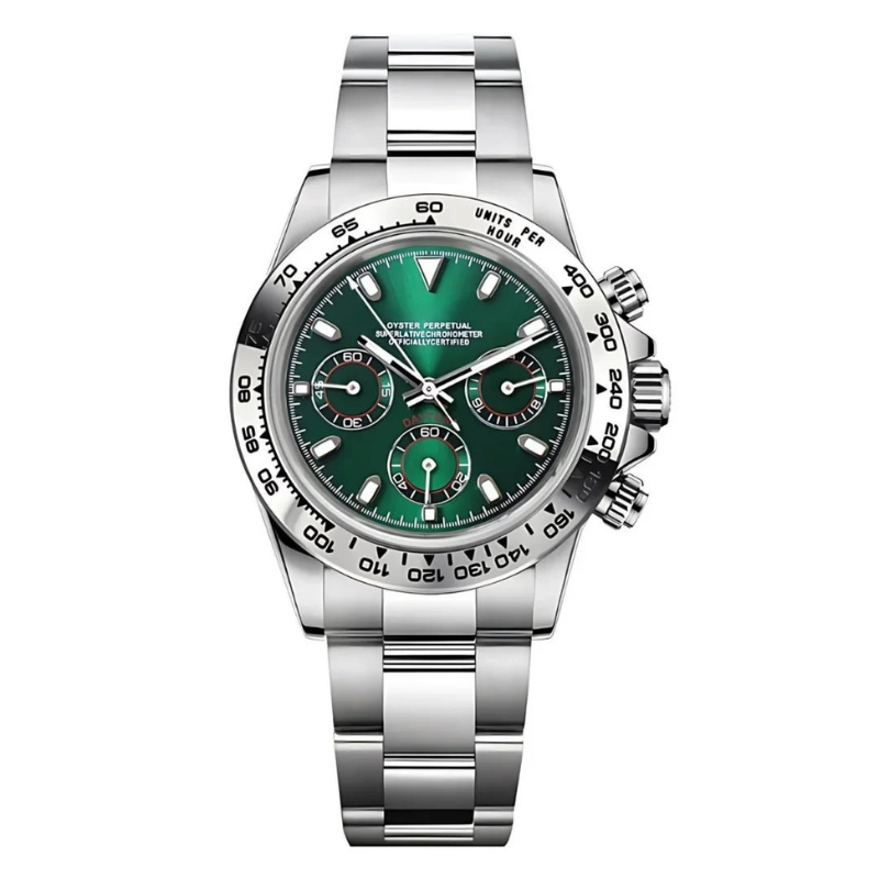 Seitona “Silver & Green” – 40mm Hybrid Chronograph Watch