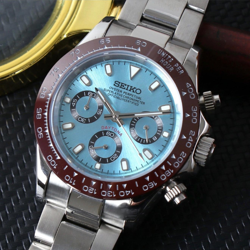 Seitona “Ice Blue Platinum” – 40mm Hybrid Chronograph Watch
