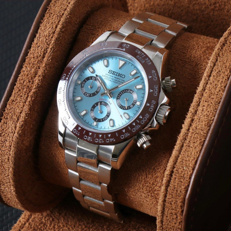 Seitona “Ice Blue Platinum” – 40mm Hybrid Chronograph Watch