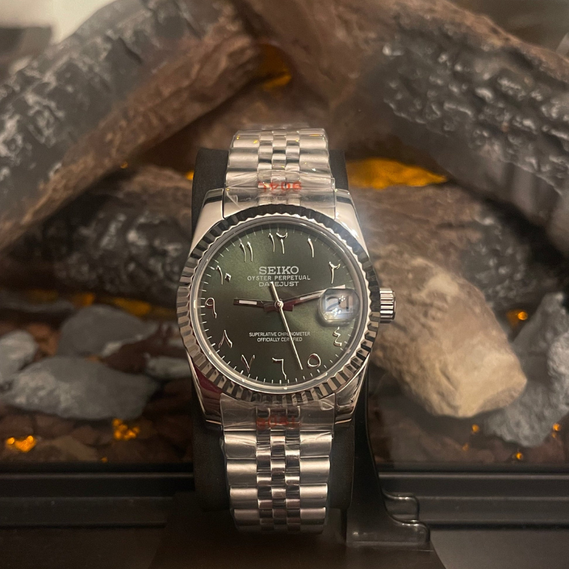 Seikojust “Olive Green Arabic” – 36mm / 39mm Automatic Watch