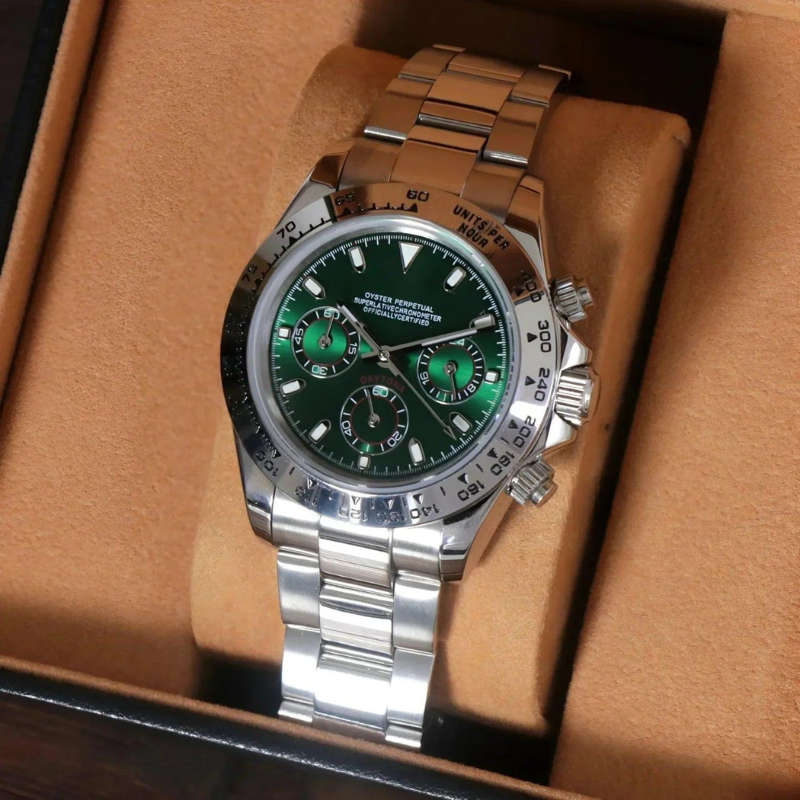 Seitona “Silver &amp; Green” – 40mm Hybrid Chronograph Watch
