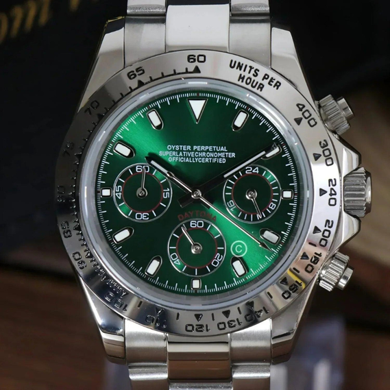 Seitona “Silver &amp; Green” – 40mm Hybrid Chronograph Watch