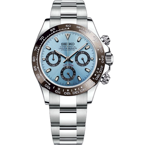 Seitona “Ice Blue Platinum” – 40mm Hybrid Chronograph Watch
