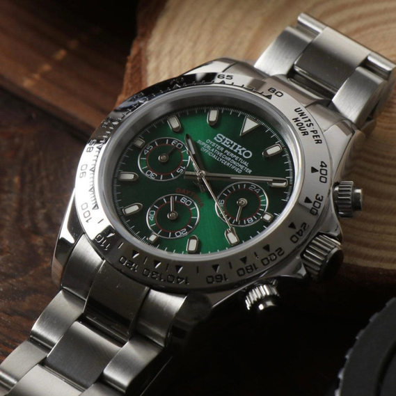 Seitona “Silver & Green” – 40mm Hybrid Chronograph Watch