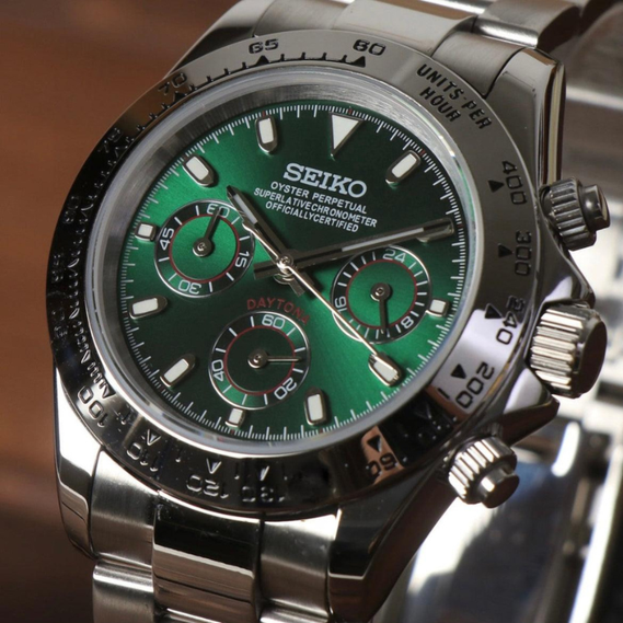 Seitona “Silver & Green” – 40mm Hybrid Chronograph Watch