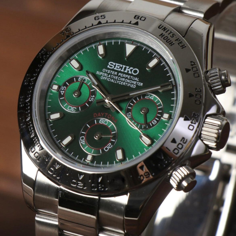 Seitona “Silver & Green” – 40mm Hybrid Chronograph Watch