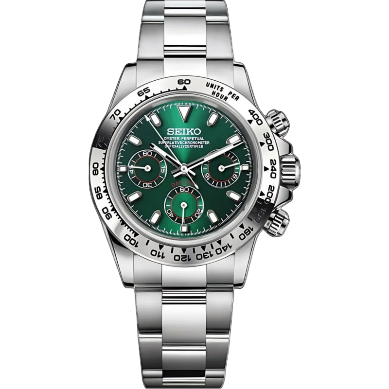 Seitona “Silver & Green” – 40mm Hybrid Chronograph Watch