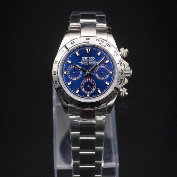 Seitona “Silver & Navy” – 40mm Hybrid Chronograph Watch