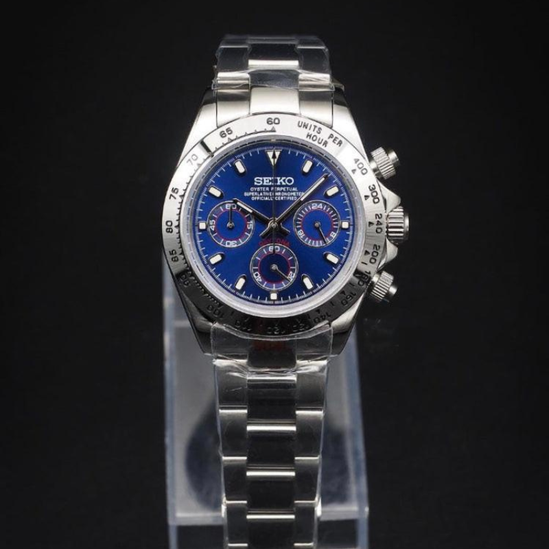 Seitona “Silver & Navy” – 40mm Hybrid Chronograph Watch