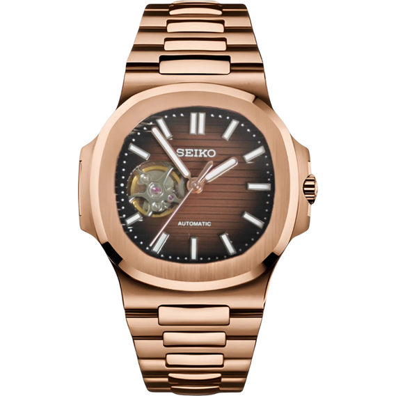 Nautiko “Rose Gold & Chocolate” Openheart – 41mm Automatic Watch