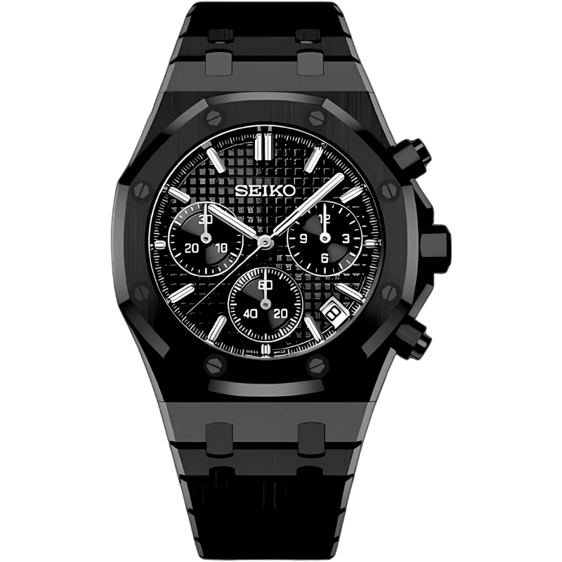 Royal Seikoak “Triple Black Chronograph” – 41mm Hybrid Watch