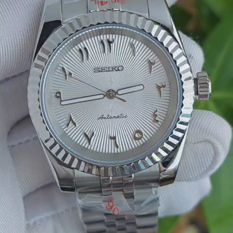Seikojust “White Arabic” Gradient Dial – 36mm / 39mm Automatic Watch